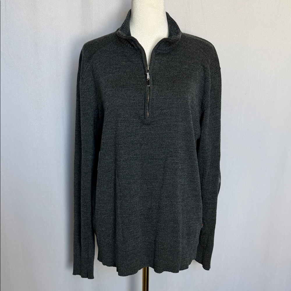 Smartwool Men Sparwood Merino Wool Blend Charcoal Gray Quarter Zip Sweater Sz M